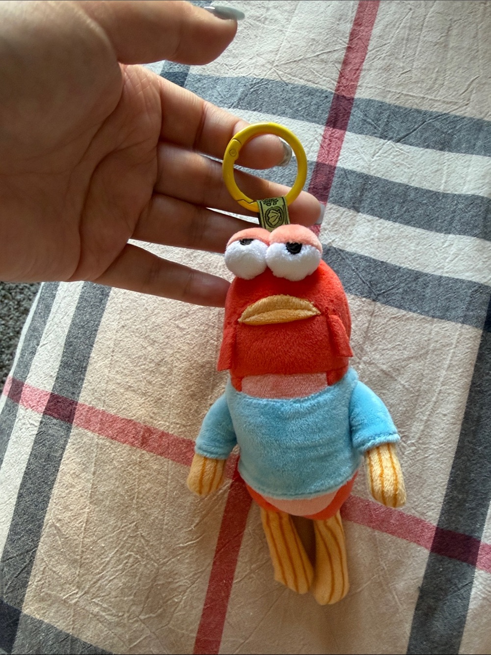 Plush Cartoon Bird Keychain - Red & Blue Soft Toy